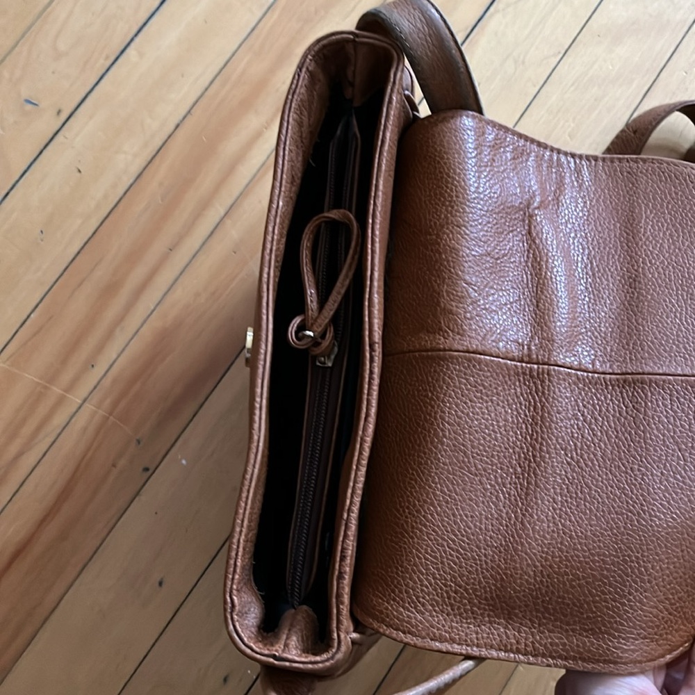 LANCEL vintage tan brown leather logo buckle purse, historic French luxury - Picture 7 of 12